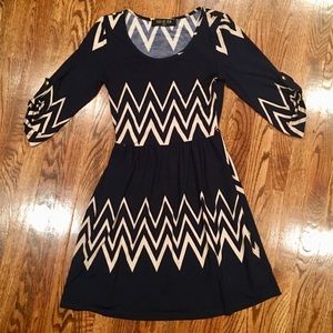 Navy blue stretch dress with 3/4 sleeves